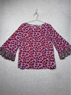 Dalia Blouse Womens M Floral Bell Sleeve Ruffle Top Casual Boho Festival Retro